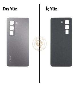 Infinix Hot 50 Titanyum Gri Uyumlu Arka Kapak Arka Cam Batarya Pil Kapağı Lazer Kesim Back Cover