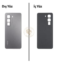 Infinix Hot 50 Titanyum Gri Uyumlu Arka Kapak Arka Cam Batarya Pil Kapağı Lazer Kesim Back Cover