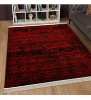 Afgan Türkmen Otantik Desenli Bordo Oturma Odası Salon Mutfak Halısı 4722A_ZS72