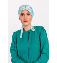 Yeşil Diş Desenli Doktor Hemşire Hastane Aşçı Medikal Cerrahi Tesettür Bone
