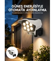 Uzaktan Kumandalı Güneş Enerjili LED Güvenlik Lambası Kamera Tipi Hareket Sensörlü Yeni Nesil