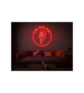 ON THE AIR Yazılı Mikrofon Figürlü Neon Tabela
