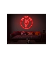 ON THE AIR Yazılı Mikrofon Figürlü Neon Tabela