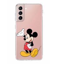 Samsung Galaxy S21  Kamera Korumalı Kapak Mickey Mouse Tasarımlı  Şeffaf  Kılıf