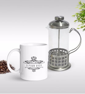 BK Gift Kişiye Özel İsimli Kupa & French Press Seti-8 (Model 1)
