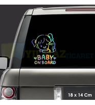 Arabada Prenses Kız Bebek Var Baby On Board Hologram Oto Sticker Etiket Çıkartma 18 x 14 Cm
