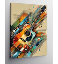 Kanvas Tablo Soyut Akustik Gitar Tasarımı