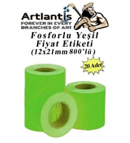 Fiyat Etiketi Yeşil 800'lü 20 Paket 12x21mm Fosforlu Yeşil Fiyat Etiketi Mx-5500 M5500 Hg979 Motex Etiket Makinesi Yedeği