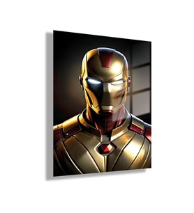 Temperli Gerçek Cam Tablo Film Karakteri Iron Man Portresi