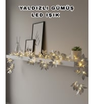 Yaldızlı Gümüş Yaprak LED Işık Pilli Dekoratif Ortam ve Yılbaşı Aydınlatması