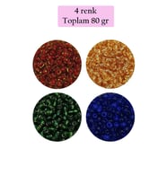Dökme Cam Kum Boncuk (8/0) 3 mm - 4 Renk - Toplam 80 Gram - BNC424