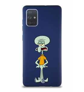 Samsung Galaxy A71 Soft Premier Kapak Squidward Dokunaç Tasarımlı Silikon Kılıf - Lacivert (Şeffaf)