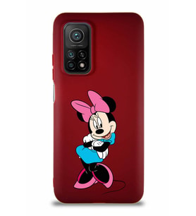 Xiaomi Mi 10T Soft Premier Kapak Minnie Mouse-D Tasarımlı Silikon Kılıf - Mürdüm (Şeffaf)
