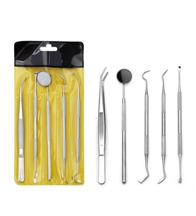 Valkyrie 5 Parça Paslanmaz Çelik Diş Temizleme Ağız Bakımı 5 Li Set Ayna Orak Skaler Spatula Cımbız Seti