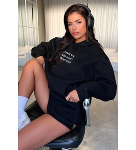Unisex Oversize Hoodie - Blessed Tasarım Sweatshirt (Siyah)