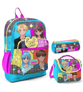 Coral High Mavi Pembe Anime Üçlü İlkokul Okul Çanta Seti