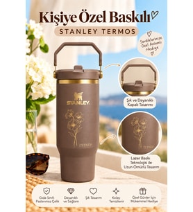 Stanley The Iceflow Flip Straw Pipetli Termos 0,89 L Hediye Özel Isimli Kişiselleştirilebilir Mor