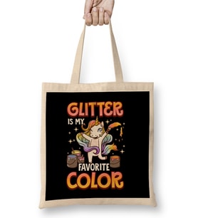 Glitter Is My Favorite Color Unicorn Rainbow Paint Bez Çanta Uzun Saplı