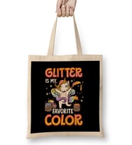 Glitter Is My Favorite Color Unicorn Rainbow Paint Bez Çanta Uzun Saplı