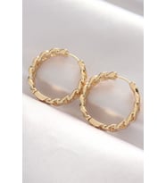 Pirinç Gold Renk Zincir Model Halka Küpe - TJ-BKP8970