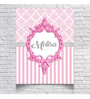 Pembe Damask Desenli Doğum Günü Afişi 35X50 cm