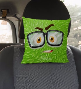 BK Gift Kişiye Özel İsimli Emoji Tasarımlı Kare Araç Koltuk Yastığı-1