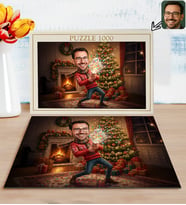 BK Gift Kişiye Özel Erkek Yılbaşı Karikatür Tasarımlı 1000 Parça Profesyonel Puzzle-1, 1000 Puzzle, Yeni Yıl Hediyesi, Yılbaşı Hediyesi
