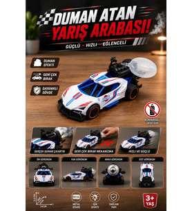 Metal Spor Araba Oyuncağı 14 cm Çek Bırak Işıklı ve Duman Atan Yarış Modeli