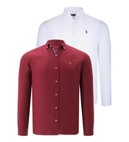 İKİLİ SET G674 DEWBERRY ERKEK GÖMLEK-BEYAZ-BORDO (Karışık)