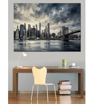 New York Brooklyn Köprüsü Manzarası Dekoratif Kanvas - Mdf Ahşap Tablo