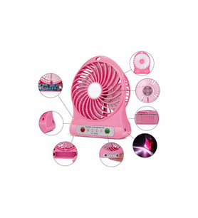 Pazariz 3 Kademeli Şarjlı Masa Üstü Usb Mini Taşınabilir Vantilatör Fan Pembe