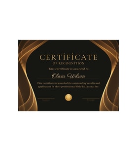 Gold Black Elegant Certificate Of Recognition