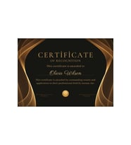 Gold Black Elegant Certificate Of Recognition