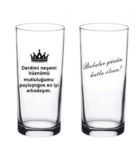 Derdimi Neşemi Baskılı Babalar Günün Babaya Hediye Baskılı Bardak 2 li Rakı ve Meşrubat Bardağı