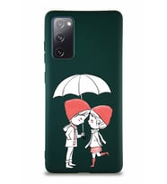 Samsung Galaxy S20 FE Soft Premier Kapak Aşk Tasarımlı Silikon Kılıf - Yeşil (Şeffaf)