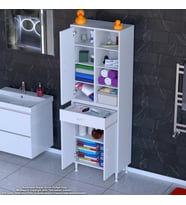 Modilayn AFRA 55x173x32,5 cm 1 Çekmece 3 Kapak 7 Raf 10 Bölme Çok Amaçlı Banyo & Mutfak Dolabı