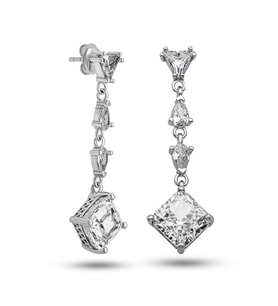 Gümüş Ice Cut Zirkon Taşlı Işıltılı Kadın Küpe