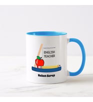 İngilizce Öğretmeni Mavi Kupa Bardak (1. Tasarım)