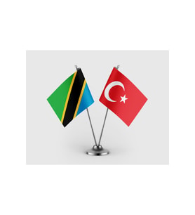 Tanzanya Bayrağı ve Türkiye Bayrağı İkili Saten Masa Bayrağı Takımı