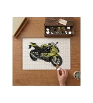 Yeşil Spor Motosiklet Tasarımı 240 parça Ahşap Puzzle Ahşap Kutuda MP03322