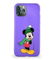 Apple iPhone 11 Pro Soft Premier Kapak Mickey Mouse-G Tasarımlı Silikon Kılıf - Mor (Şeffaf)