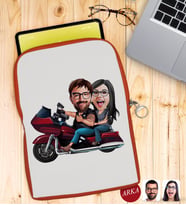 BK Gift Kişiye Özel Sevgililer Karikatürlü Taşınabilir Koruyucu Tablet Kılıfı & Organizer Çanta - Turuncu-103