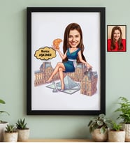 Kişiye Özel Karikatürlü Paris Aşığı Arkadaşa Hediye Siyah Çerçeve Doğum Günü Hediyesi