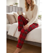 Kadın Lastikli Bel Pamuklu Pijama Altı Soft Örme Mevsimlik Ev Pantolonu Kırmızı