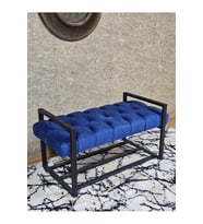 Siyah Boyalı Metal 80 cm Puf Bench - Antre Puf - Hol Bench - Puf - Oturak - Bench Mavi Renk 90 x 45 Boyut/Ebat (Çok Renkli)