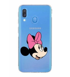 Samsung Galaxy A40  Kamera korumalı Tıpalı  Kapak Minnie Mouse Tasarımlı  Şeffaf Kılıf