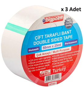 Bigpoint Çift Taraflı Bant 50 mm x 25 m x 3 Adet