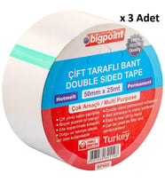 Bigpoint Çift Taraflı Bant 50 mm x 25 m x 3 Adet