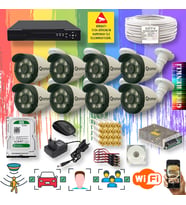 Qromax 8 Kameralı Set - Yapay Zeka Özellikli Gece Renkli Gösteren 8 Warm Ledli TurboHD Güvenlik Kamerası Seti 3908W-108