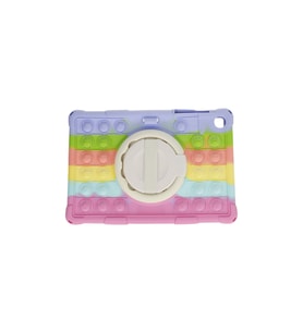 Qpen Samsung Galaxy Tab A9 8.7 İnç Uyumlu Patpat  Standlı Tablet Silikon (Pembe-Mavi)